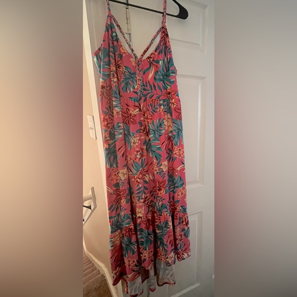 Long Pink Floral Maxi Dress